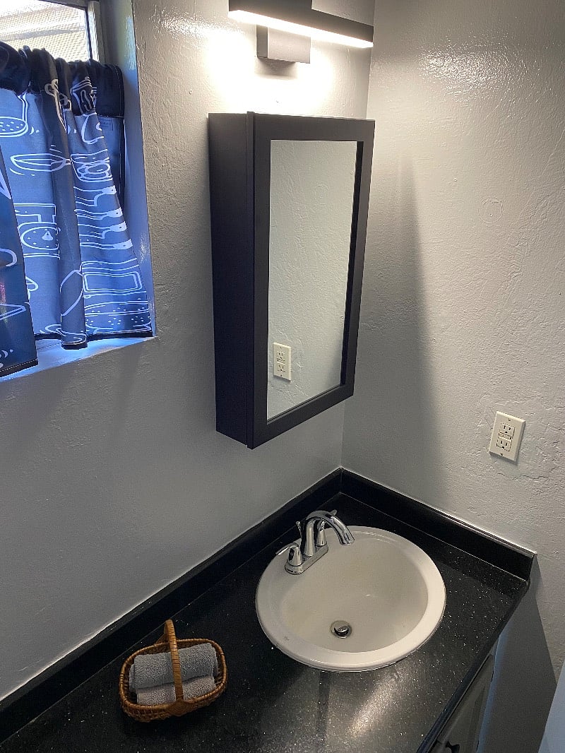 Medicine cabinet in bathroom 