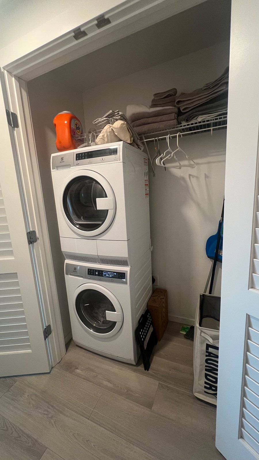 In Unit W/D linen closet - can be used as storage as well.