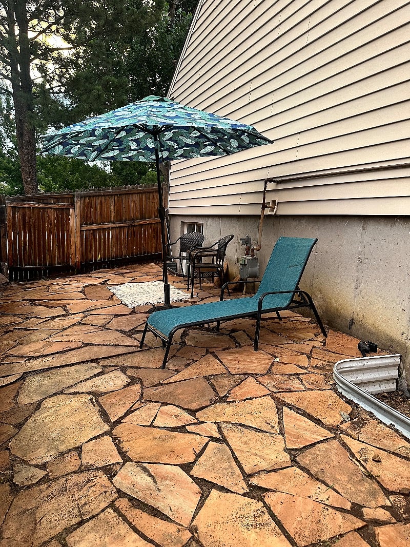Enter the patio from the front yard.