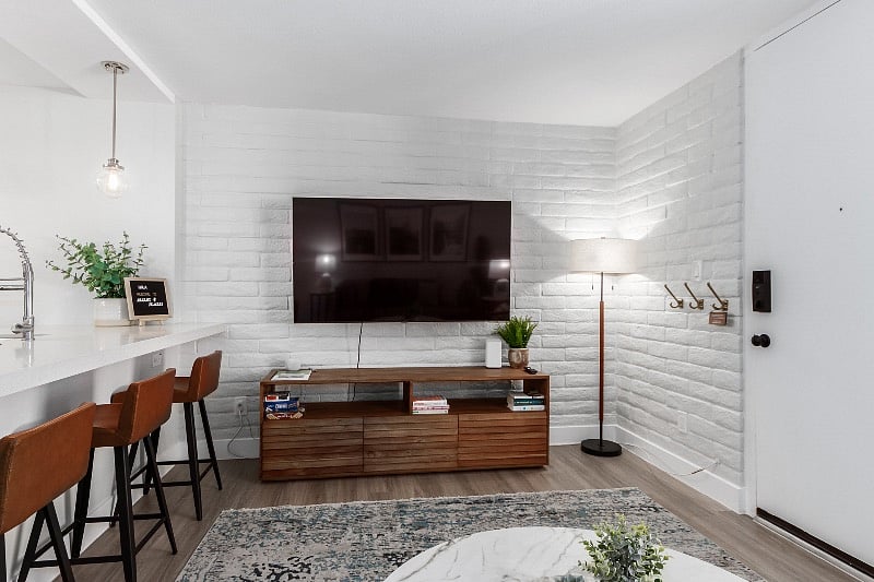 65" smart tv provided for guests to log into their own streaming accounts. 