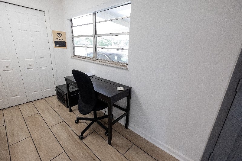 Shared work area for laptops.