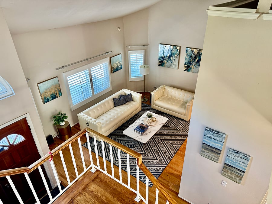 View of Living Room from Stairs