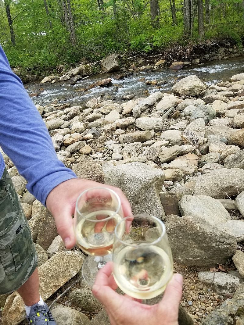 Cheers from Grandfather Winery on the Watauga River! Walking distance through the neighborhood!