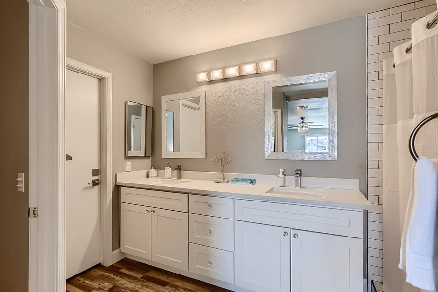 primary bath with large shower and walk in closet