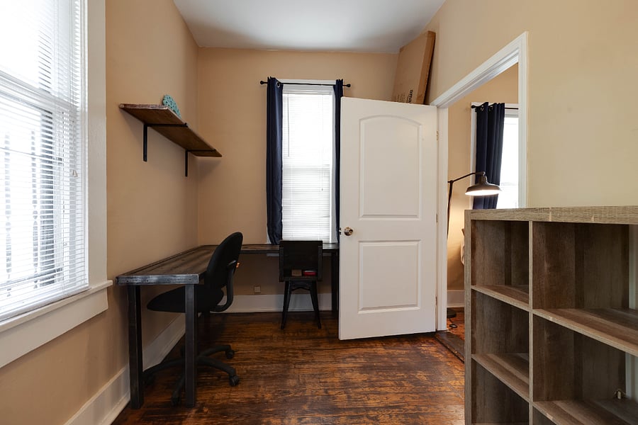 Dedicated work space in front bedroom