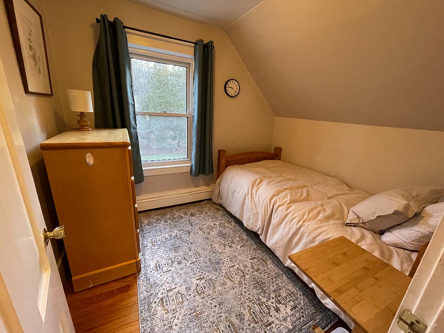 Bedroom with twin size bed (smaller of the 2 bedrooms)