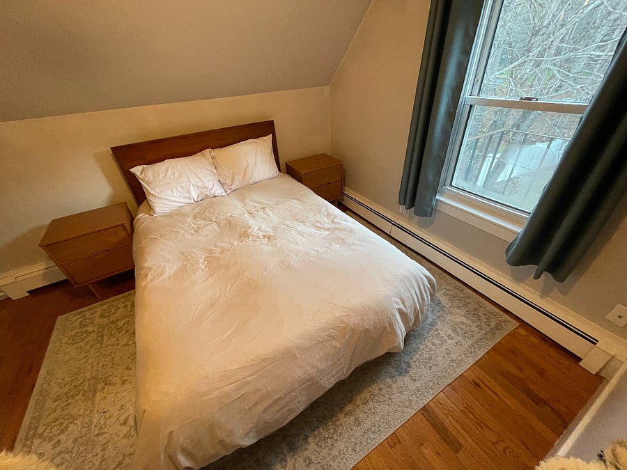 Bedroom with full size bed.