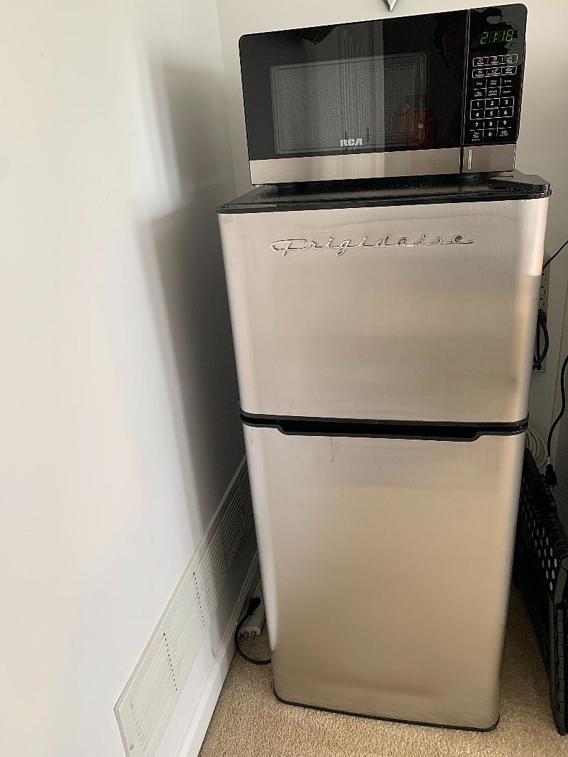Microwave, Stainless steel refrigerator and freezer