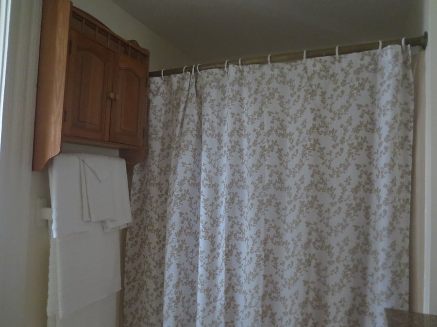 Bathroom shower and cabinet