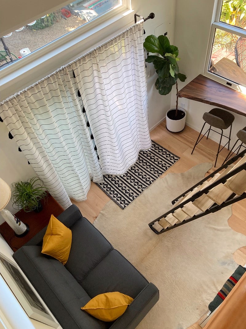 View from loft to main living area