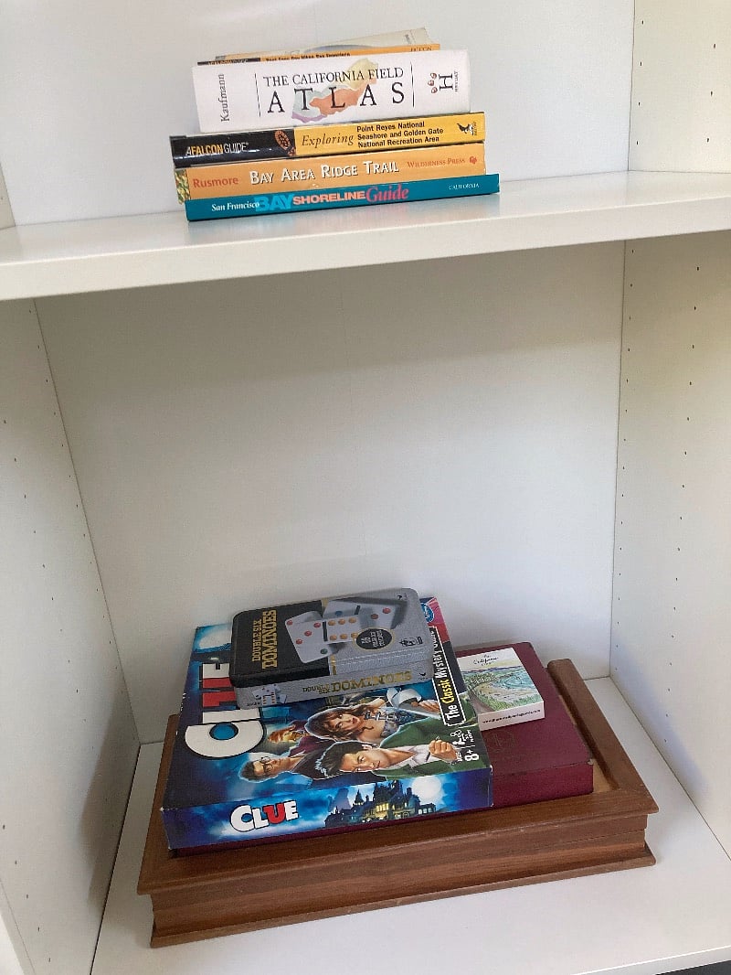 Selection of Bay Area hiking guides and games for your enjoyment! (Hiking and camping equipment available to borrow at your request).