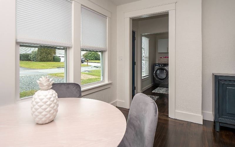 Looking into laundry area from the dining area