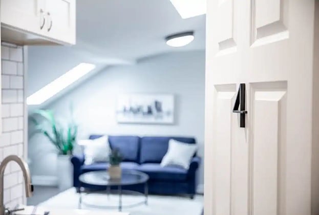 This 2-bedroom apartment is located on a third floor walkup and boasts an open concept kitchen and living room layout. You are unit "4"