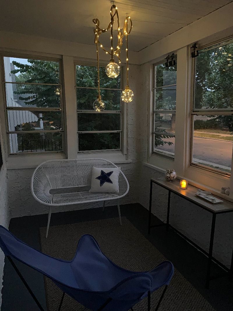 Wind down the day with a glass of wine on the front porch as the solar-powered twinkle lights create a soothing and tranquil ambiance.