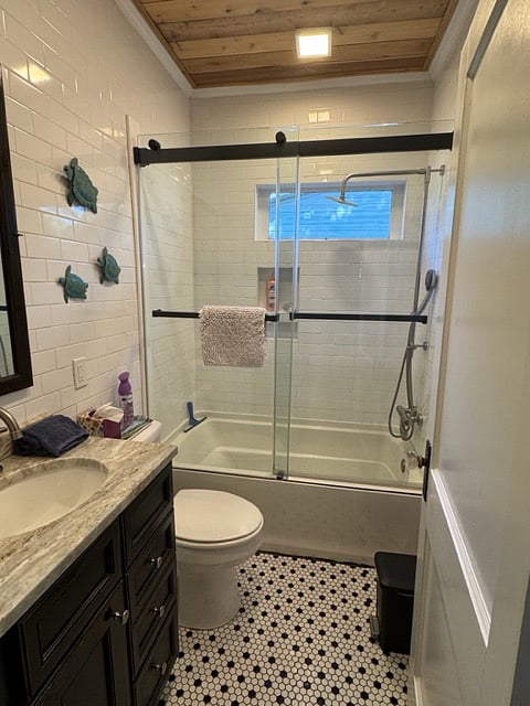 Guest full bath with tub and European shower