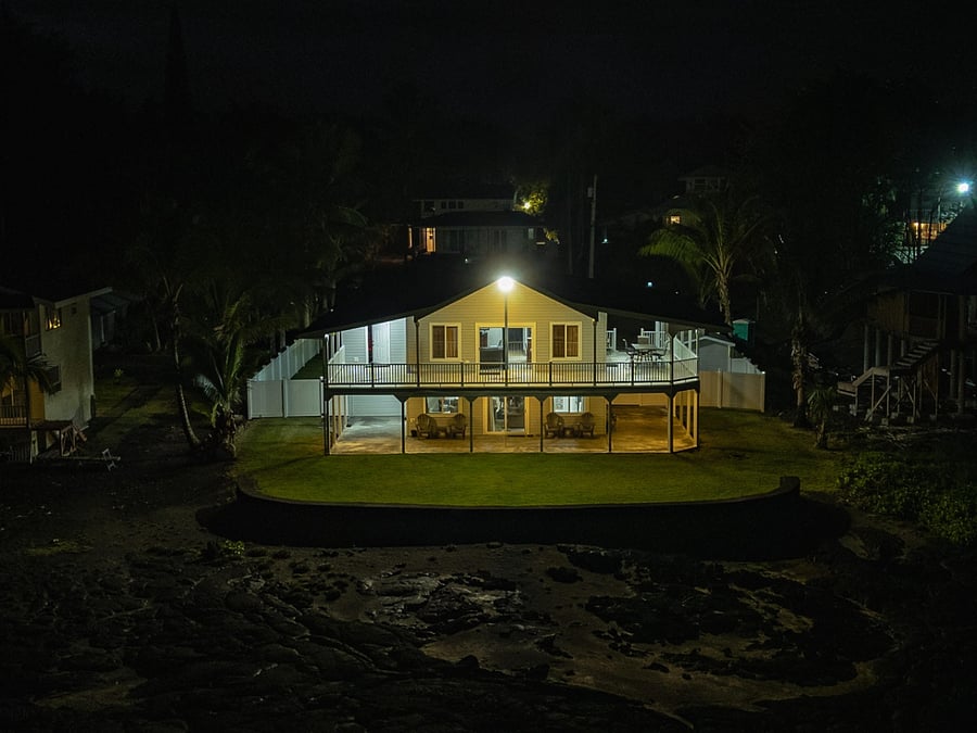 Nighttime view from ocean