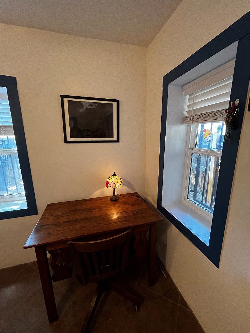 This is a very lovely spot to work, view the internet, or write a letter.