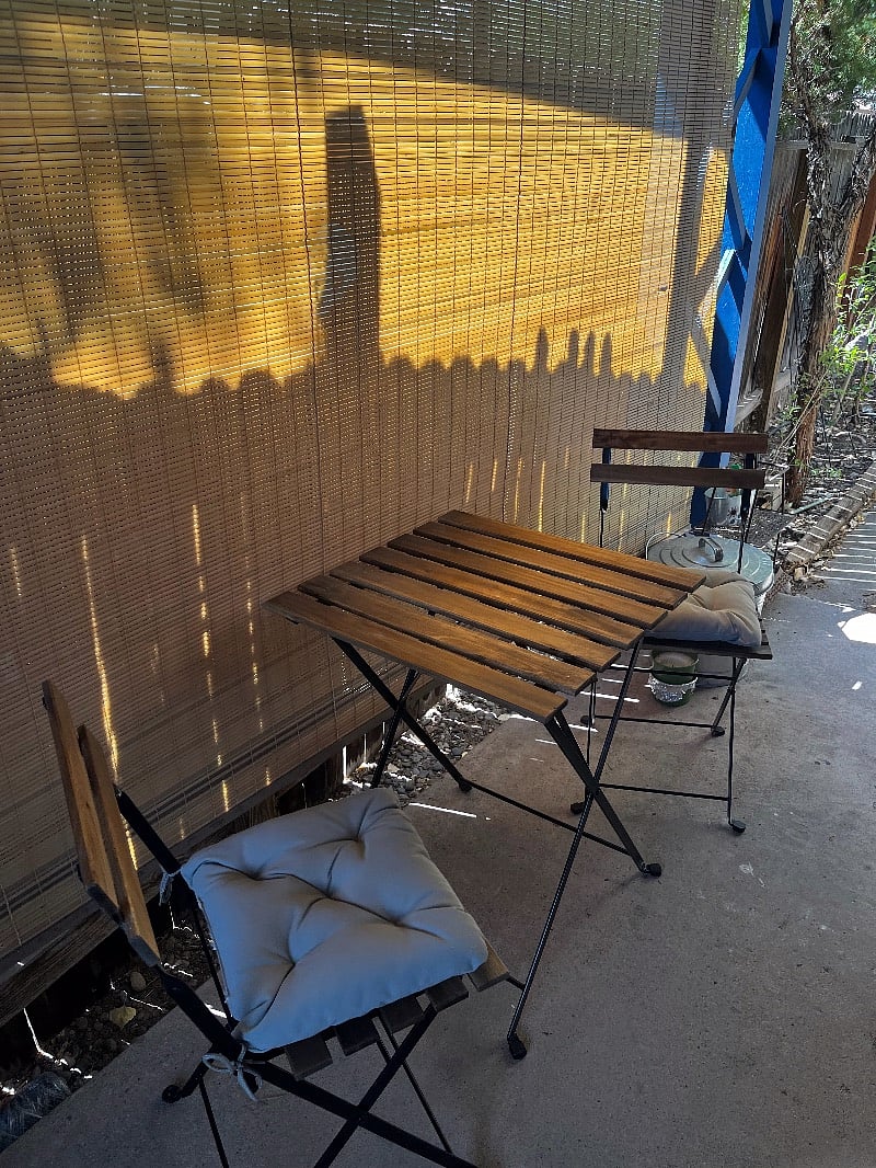 One of many outdoors spaces for early morning coffee, evening sip of wine or catch up on emails.