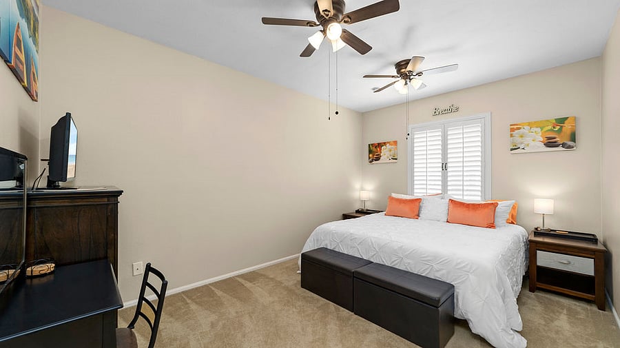 Master Bedroom with King Size split head mattresses.  Both sides adjust individually, head and foot lift/tilt.