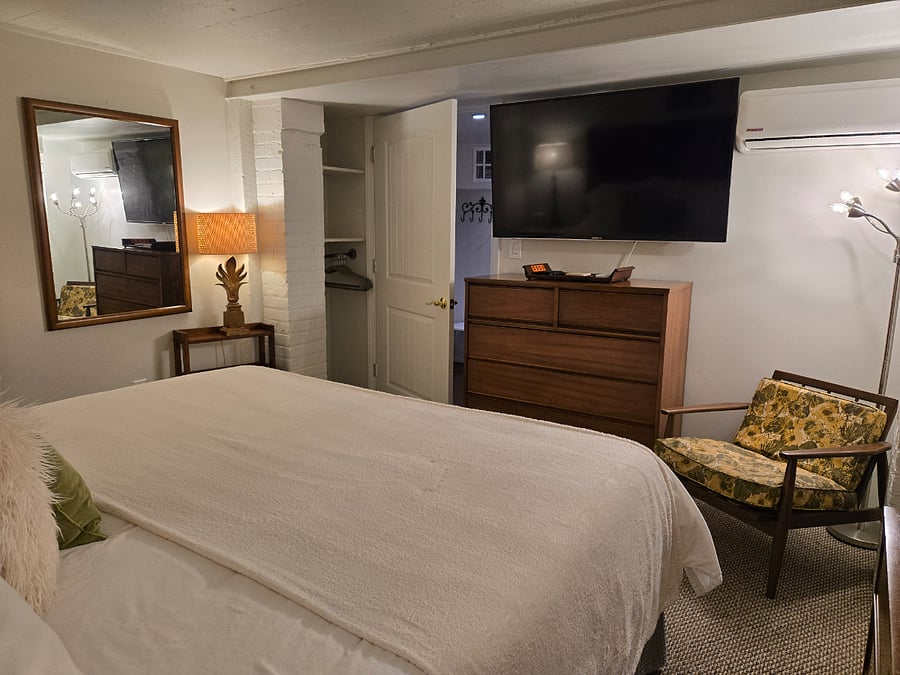 Bedroom with Small Closet and TV with Roku