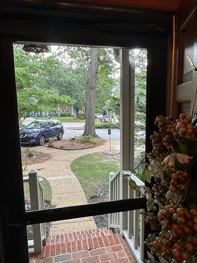 View out front door of townhome.