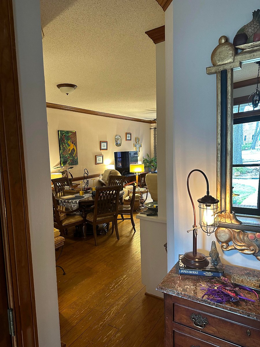 View into living/dining area from front hall.