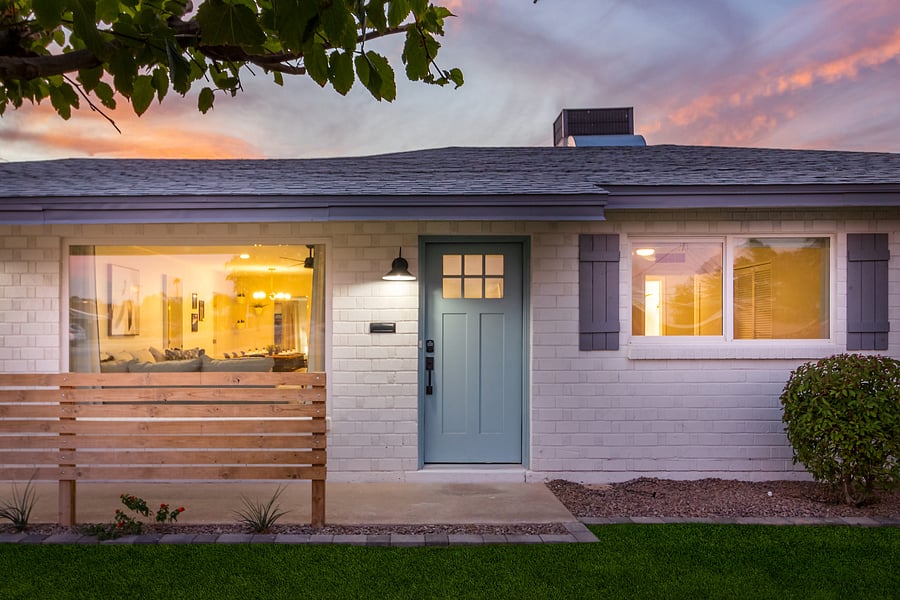 Front of Home - (now with modern, desert landscaping) 1-car garage parking, large driveway, free street parking, well-lit. Keyless entry.