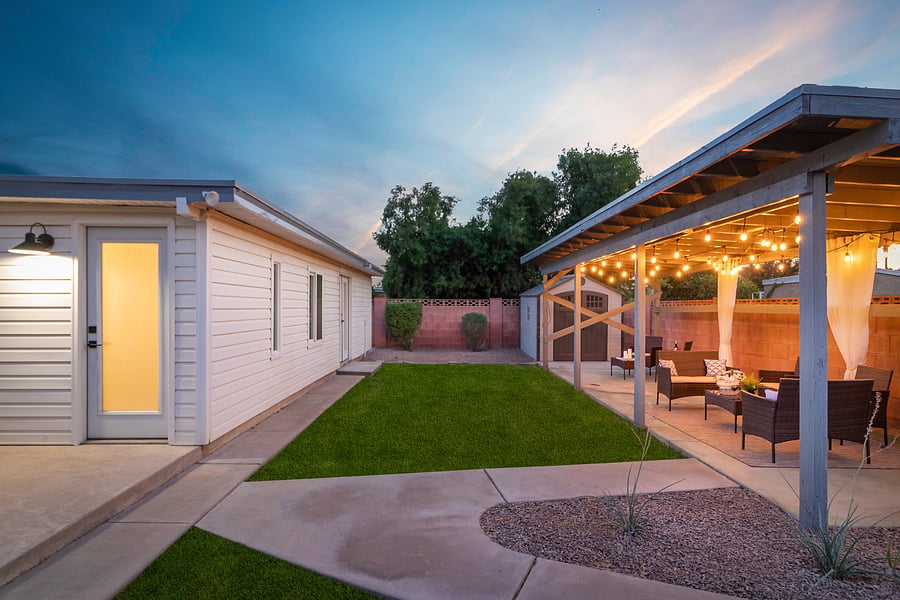 Private Backyard - outdoor gas grill and outdoor living space