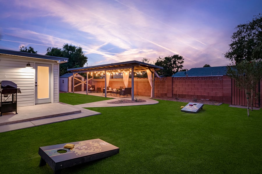 Private Backyard - outdoor gas grill and outdoor living space
