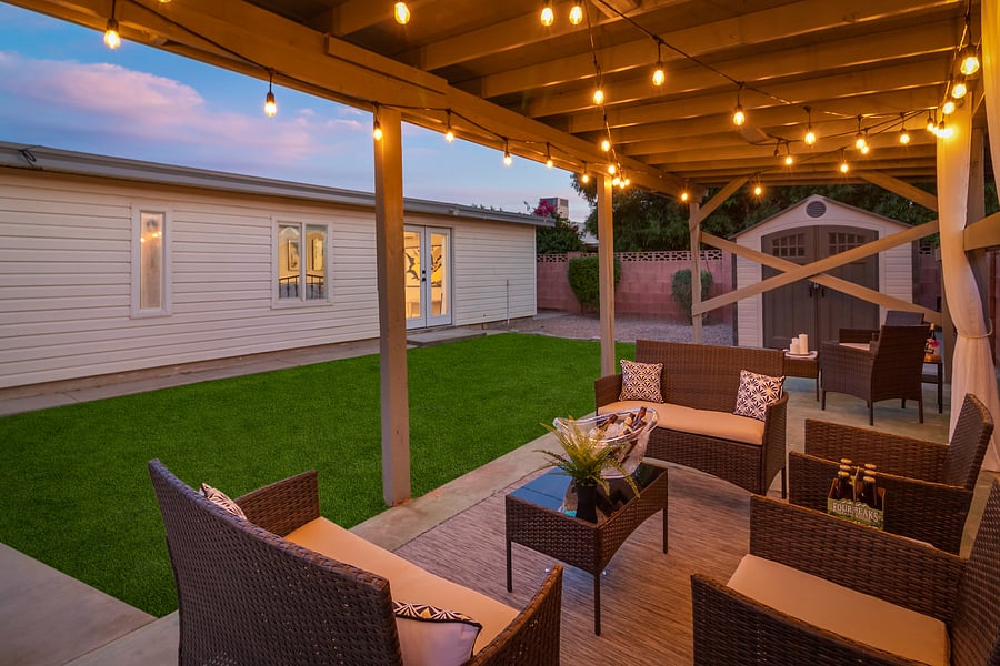 Private Backyard - outdoor gas grill and outdoor living space