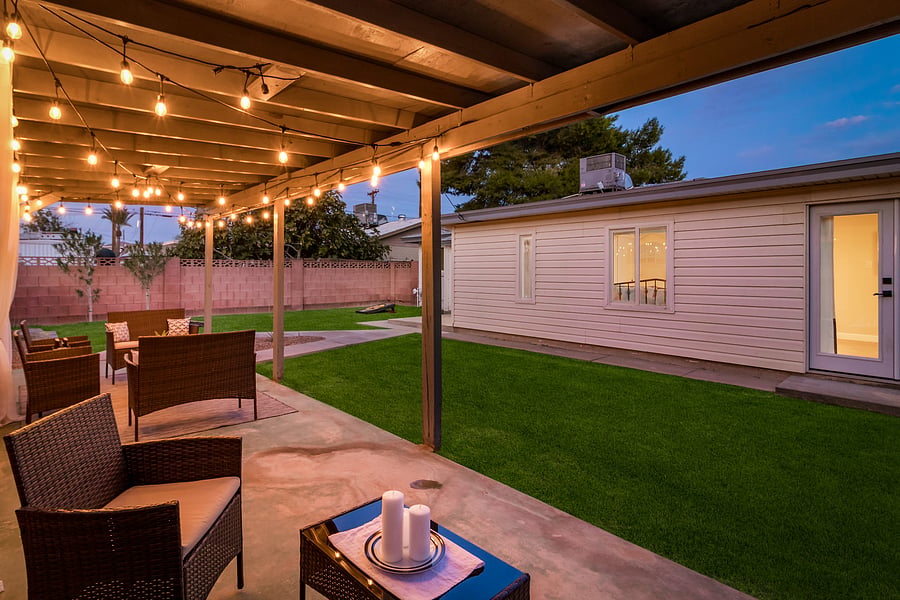 Private Backyard - outdoor gas grill and outdoor living space
