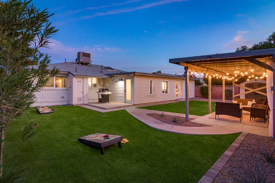 Private Backyard - outdoor gas grill and outdoor living space