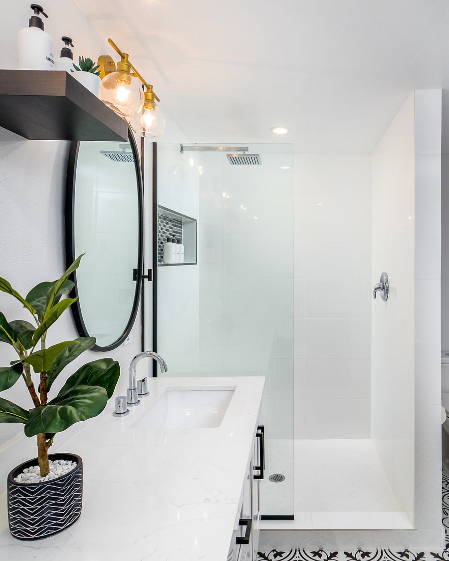 Master Bathroom 1: Rainfall shower and extra large freestanding bathtub.
