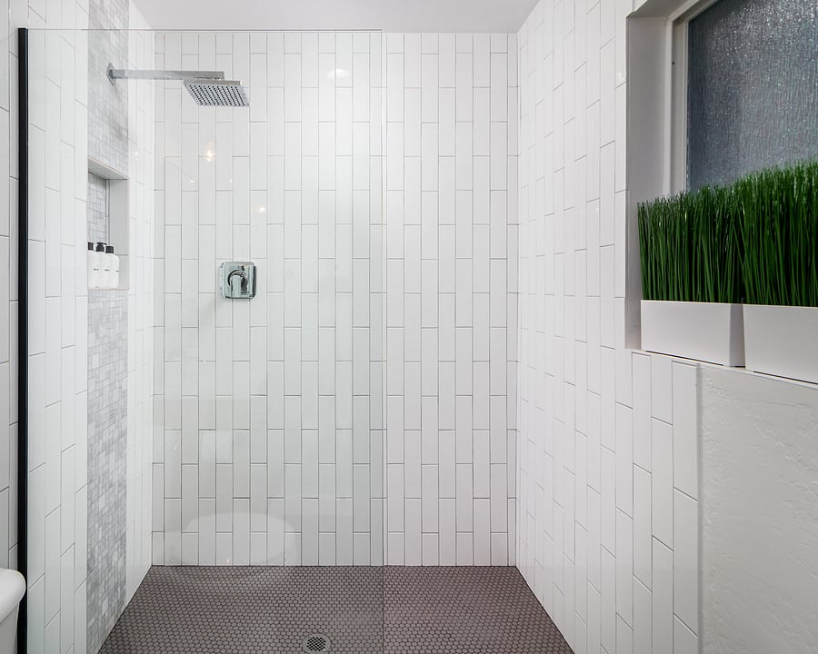 Master Bathroom 2: Rainfall shower and single sink.