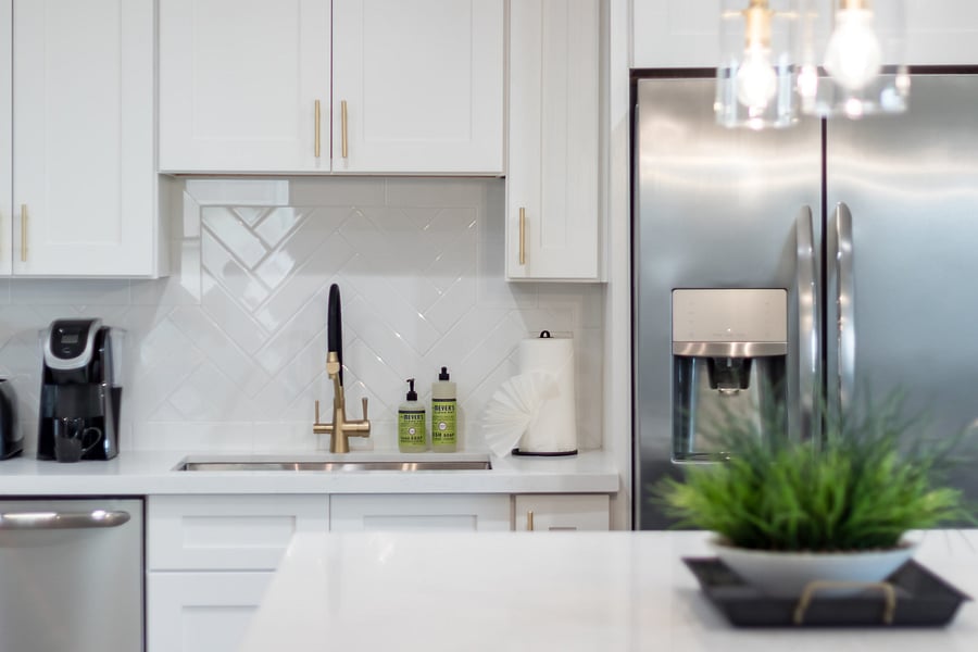 Kitchen - Full-sized Refrigerator, Dish Washer, Microwave, Gas Stove, Toaster, Coffee Maker, Keurig, Cooking Essentials, Silverware, Plates, Bowls, Cups, Bar Kit, and Wine Refrigerator
