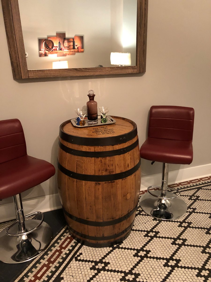 Originally a bar, so we added a bourbon barrel for authentic ambience!