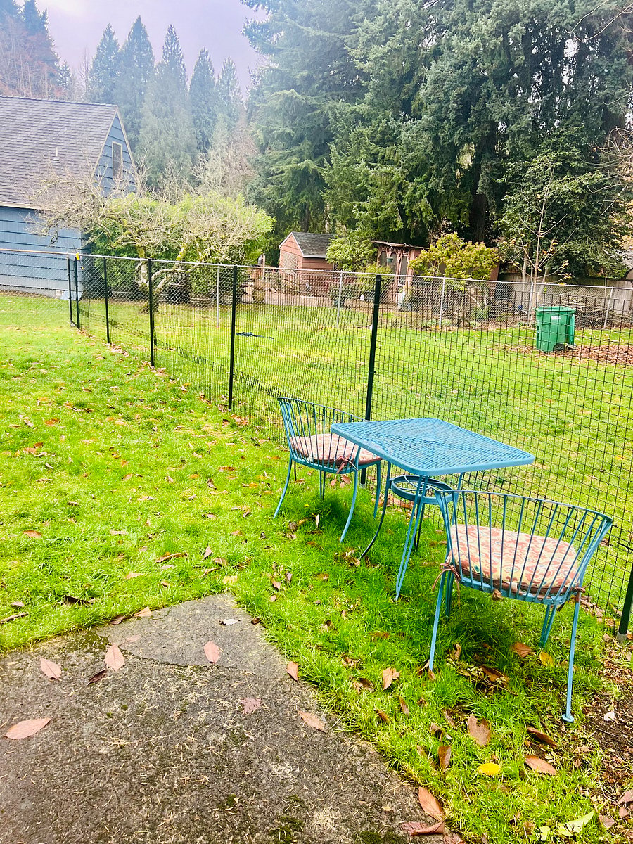 Fenced Backyard with bistro table 