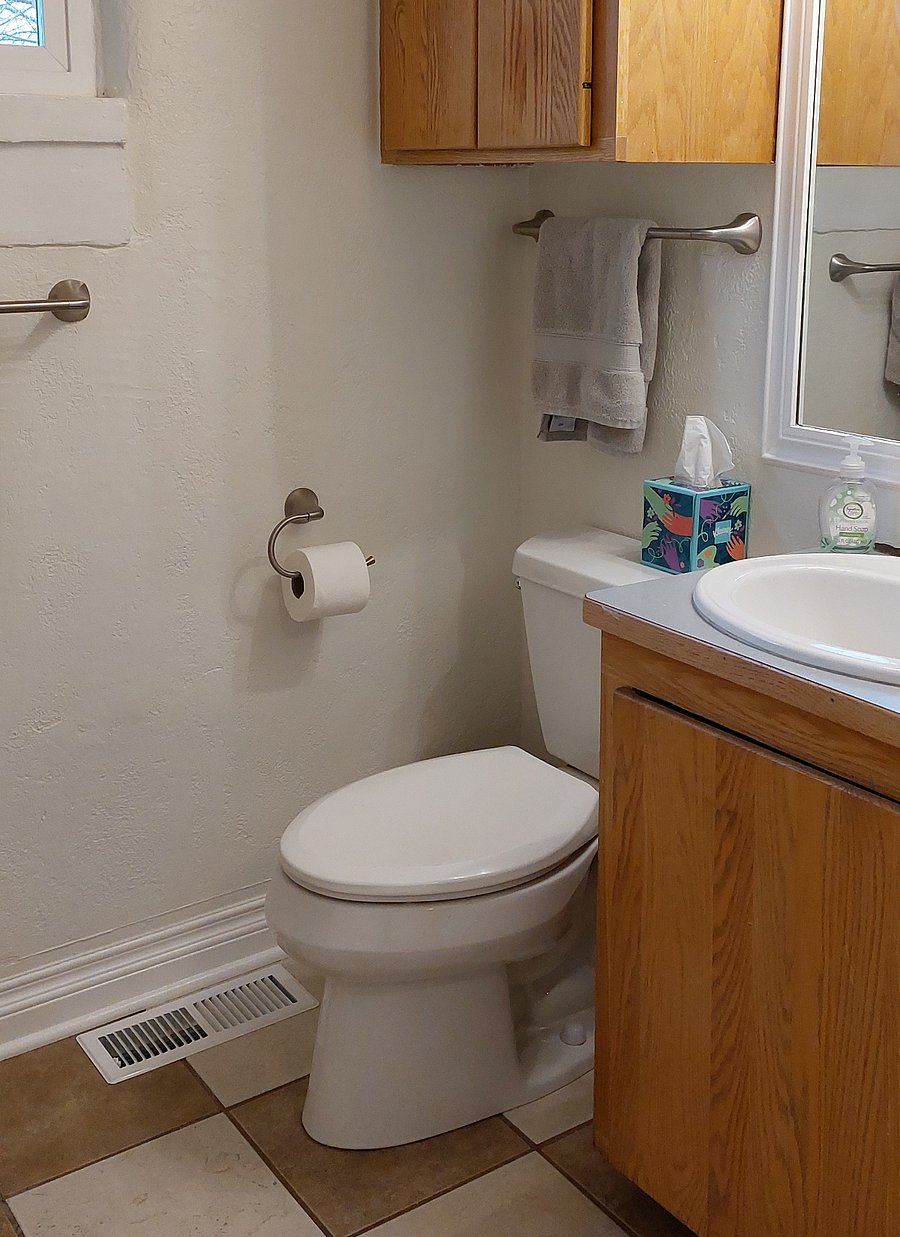 Bathroom #1 is located next to Bedroom #1