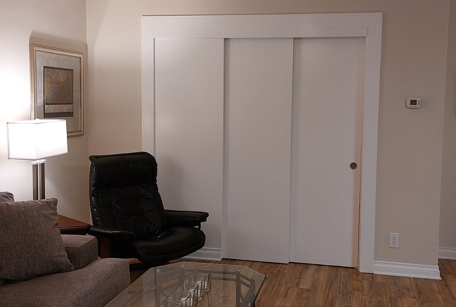 Double By-Pass opening wall closed off for privacy and "blackout" of Bedroom #1