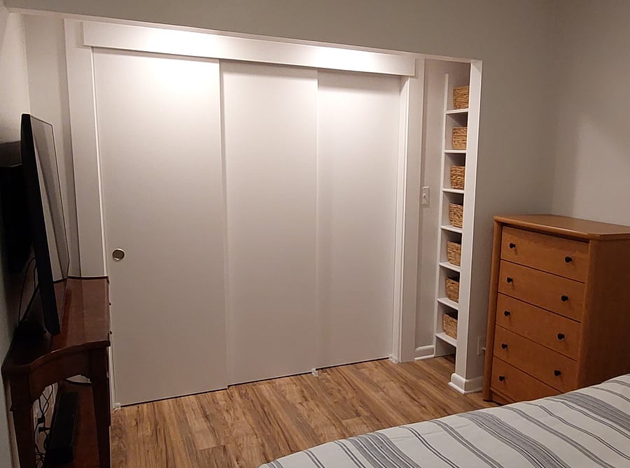 Double By-Pass opening wall closed off for privacy and "blackout" from the Great Room for Bedroom #1
