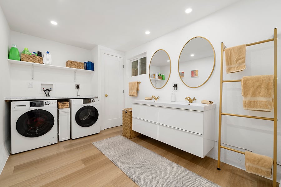 Bathroom included dedicated Laundry Space & Double Vanity