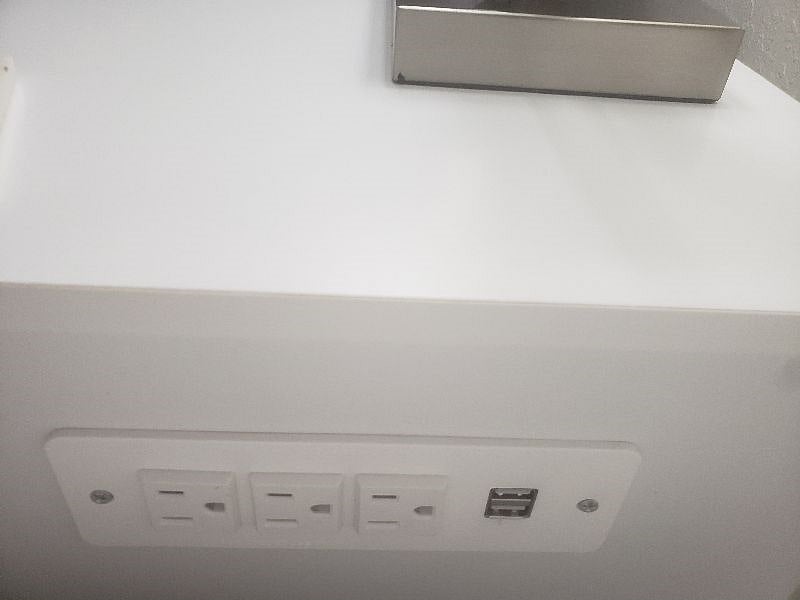 Each nightstand has 3 outlets and 2 USB ports.