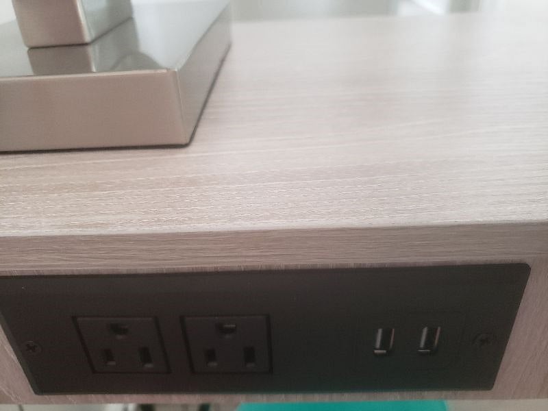 Guest night stands each have 2 outlets and 2 USB ports.