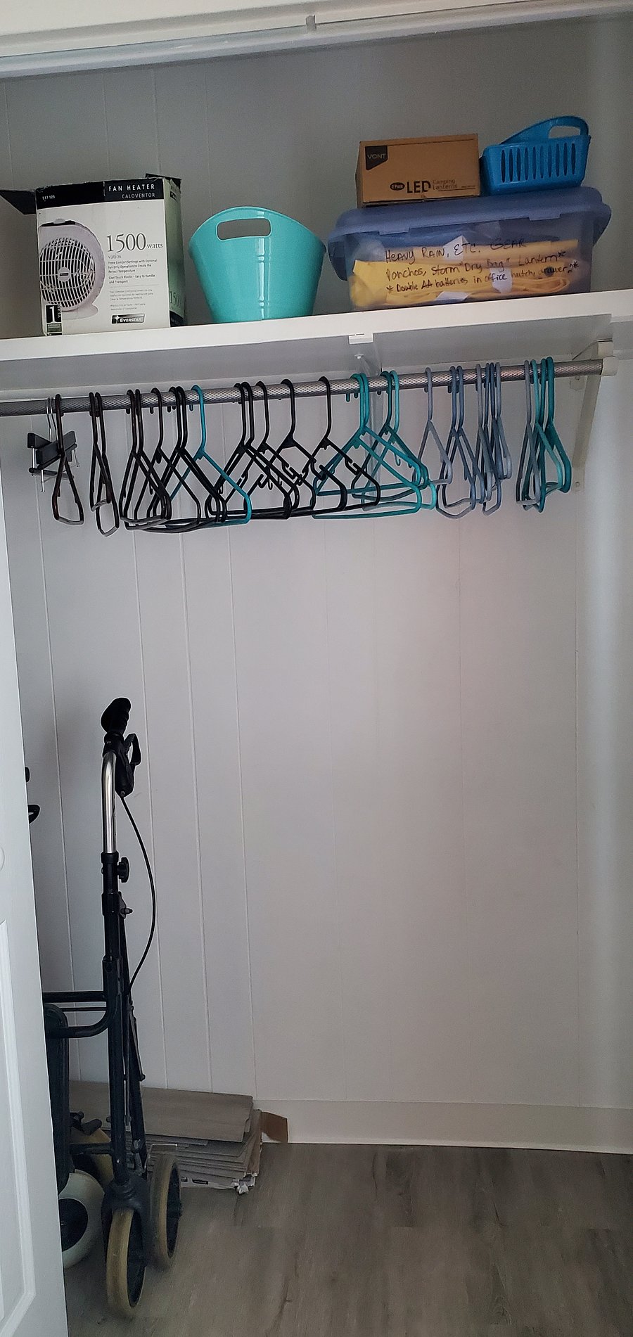 Guest Bedroom closet has ample supply of clothes hangers.