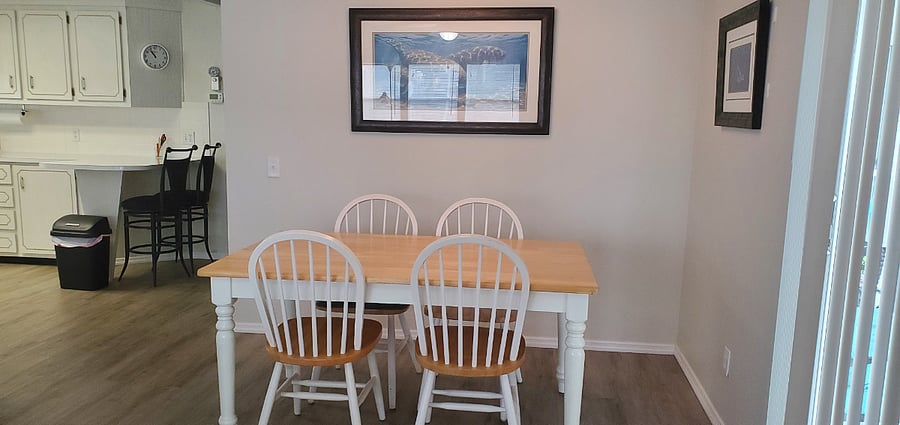 Easy access between dining area and kitchen so serving/clearing is a breeze