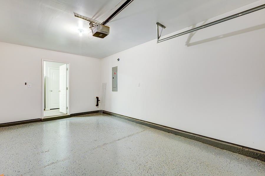 Garage with epoxy flooring