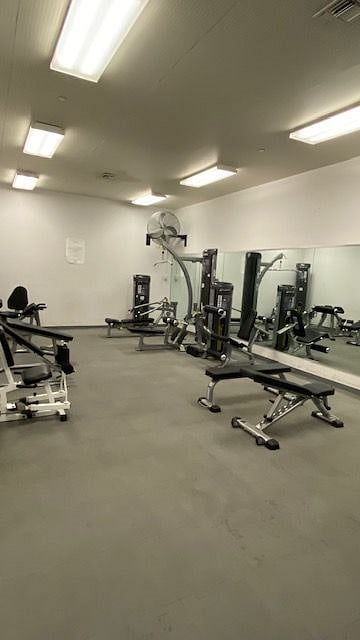 Full gym with many amenities.