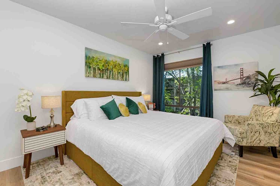 Enjoy the serenity and design of this private bedroom.
