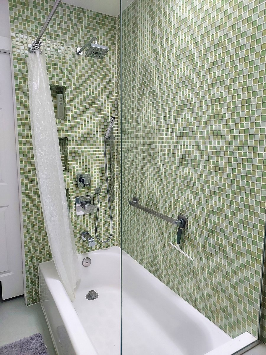 Grab bar, hand held shower, rain shower