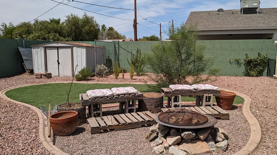 Seating area around the fire pit